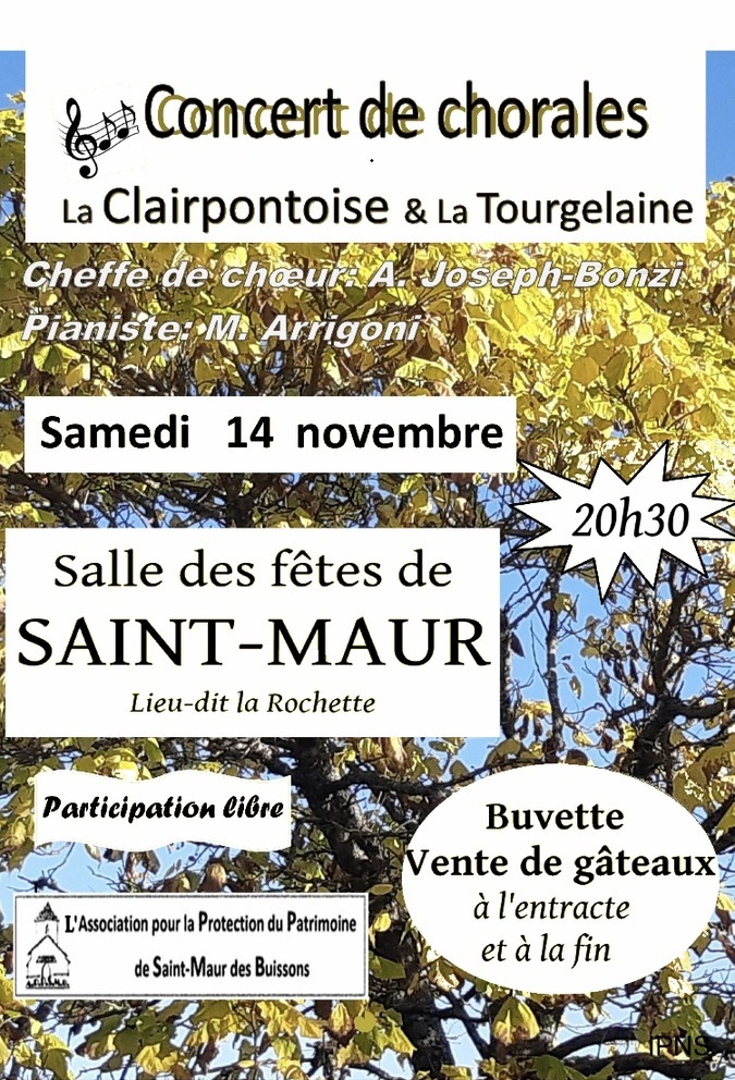 Concert de chorales à Saint Maur le 14 novembre à 20h30