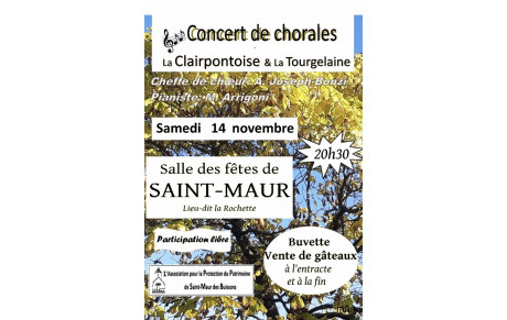 Concert de chorales à Saint Maur le 14 novembre à 20h30